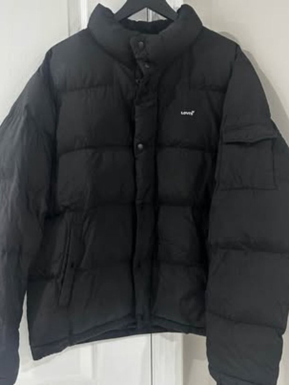 Levi's Black Cotton-Padded Quilted Jacket - Men's L (Fits Women's XL)